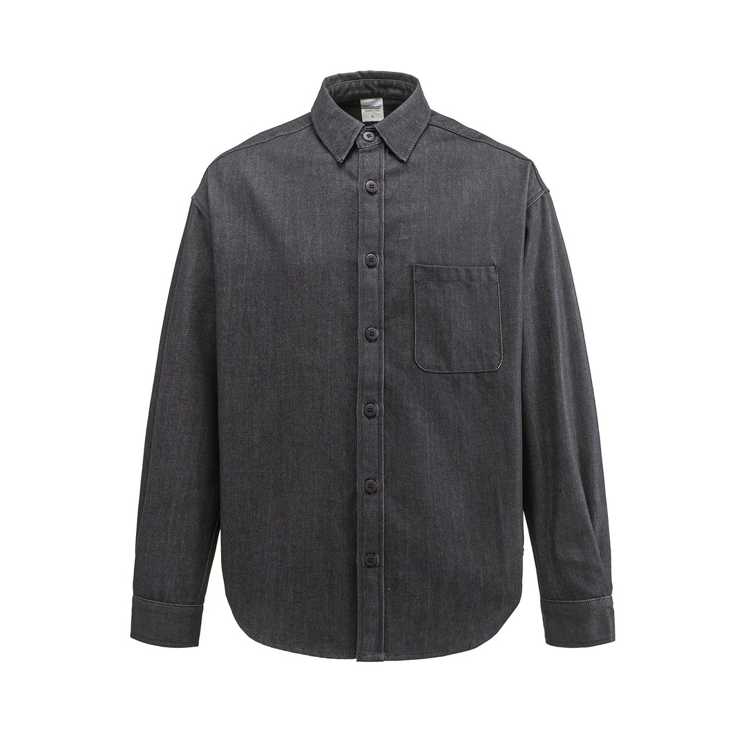 Męska boxy kurtka koszulowa z sturdy twill z rounded dół