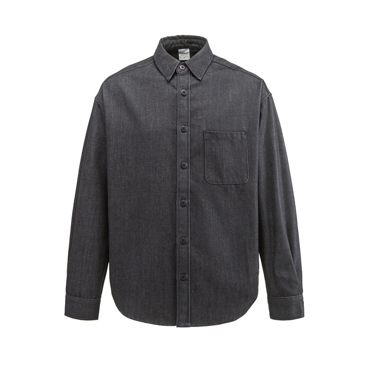 Męska boxy kurtka koszulowa z sturdy twill z rounded dół