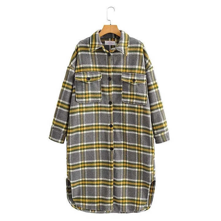 Damska Oversize Kratka Kurtka koszulowa w Longline Krój z Patch Kieszenie na piersi