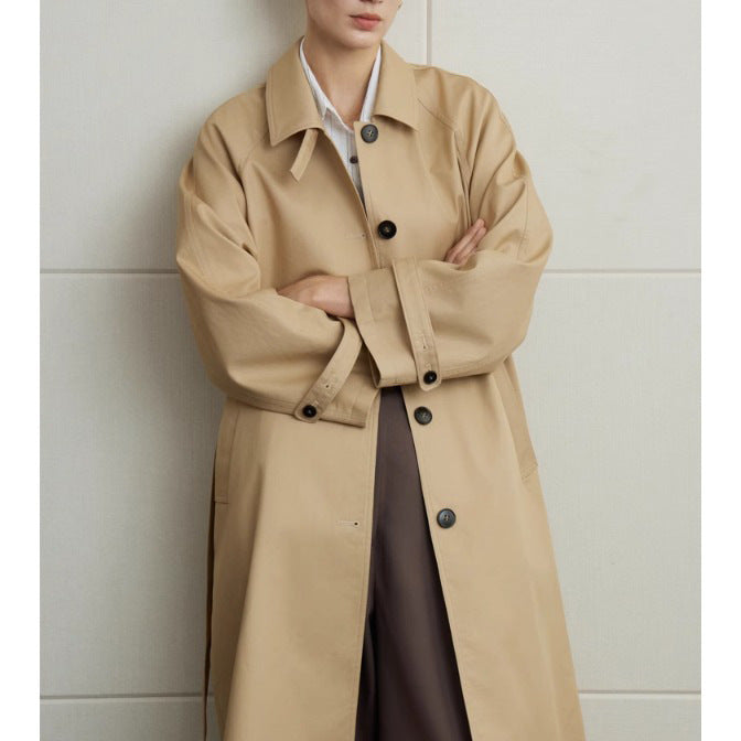 Damska elegancka trencz z paskiem waist Drune