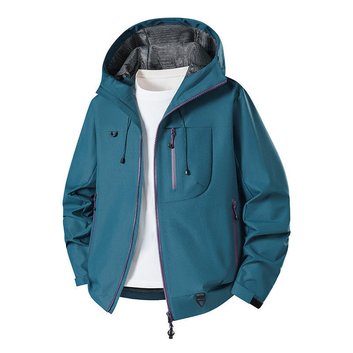 Męska wodoodporny technical softshell kurtka z kapturem, oddychająca mesh lwwg i zamkiemed kieszeniami