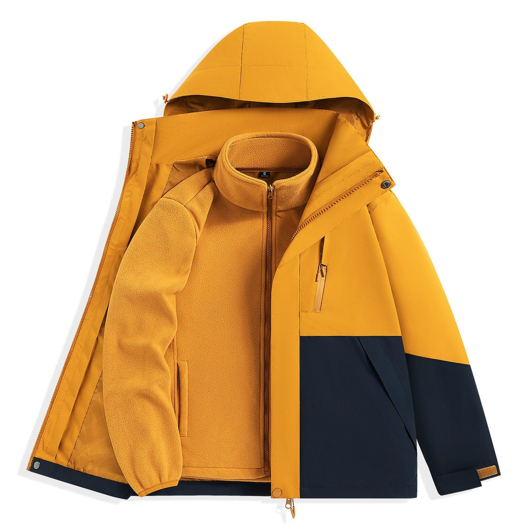 Męska two-warstwa outdoorowy parka z removable fleece wner kurtka i kapturem