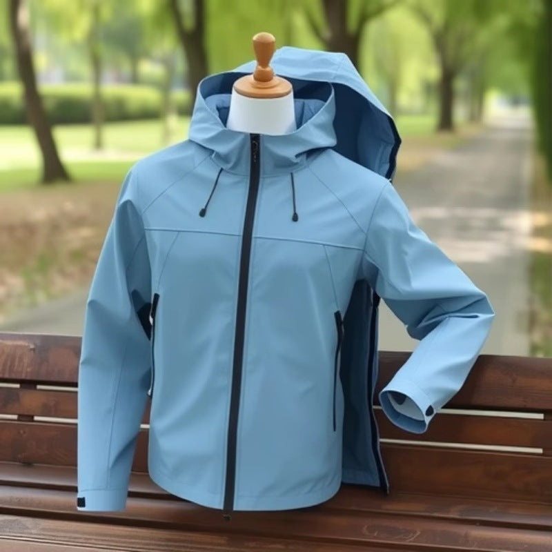 Męska oddychająca softshell kurtka z Two-Way zamkiem, regulowany kapturem i wodoodporny Surface