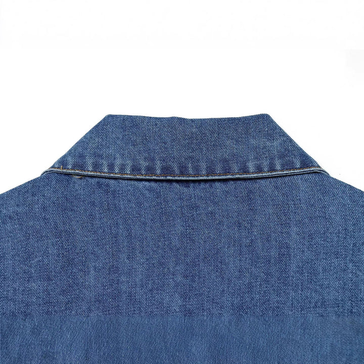 Damska oversize denimowa Pullover kurtka z Half listwą Lumaza