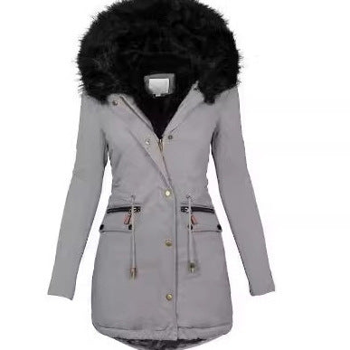 Damska dopasowana-krój termiczna Parka z voluminous faux fur hood i ściągaczem Lumaza