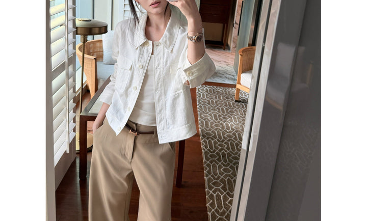 Damska codzienna i Stylish Linen kurtka Lumaza