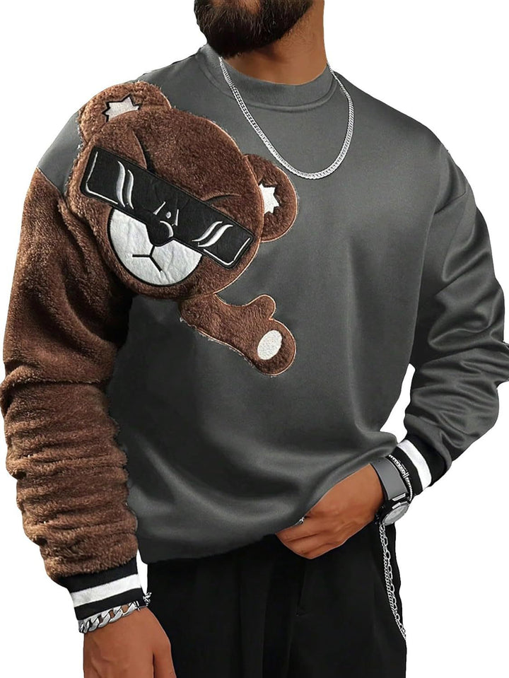 Męska Bluza z Pluszowy Bear Appliqué