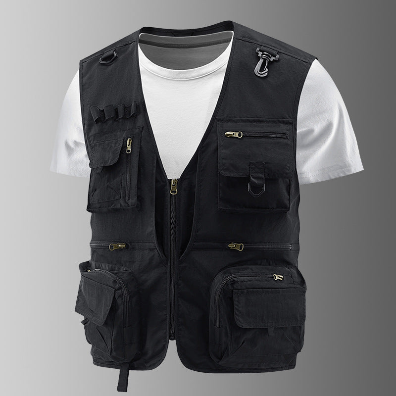 Męska Multifunctional outdoorowy utility kamizelka z numerous zamkiem kieszeniami, D-rwg i carabwer