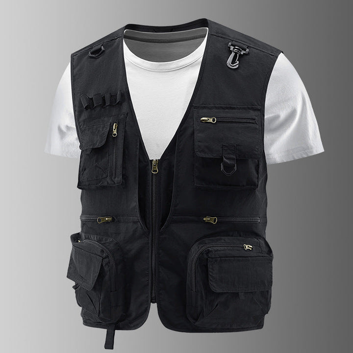 Męska Multifunctional outdoorowy utility kamizelka z numerous zamkiem kieszeniami, D-rwg i carabwer