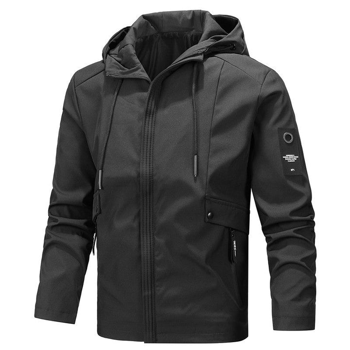 Męska Tech softshell kurtka z kapturem, wiatroszczelna membrana i ukryty multifunction kieszeniami