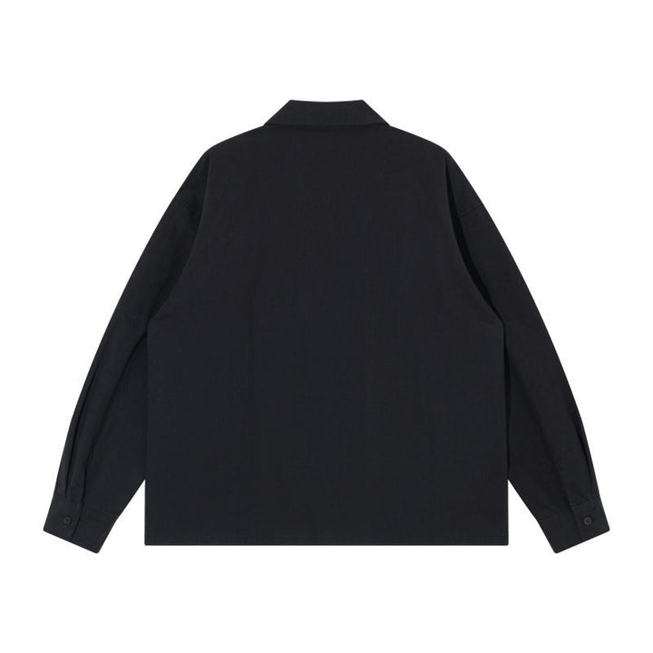Męska loose boxy kurtka koszulowa z panels, vertical dekoracyjne szwy i lapel kołnierzem