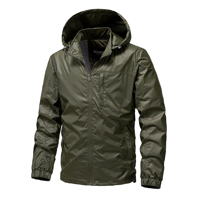 Męski lekki wodoodporny compact packable windbreaker z kaptur