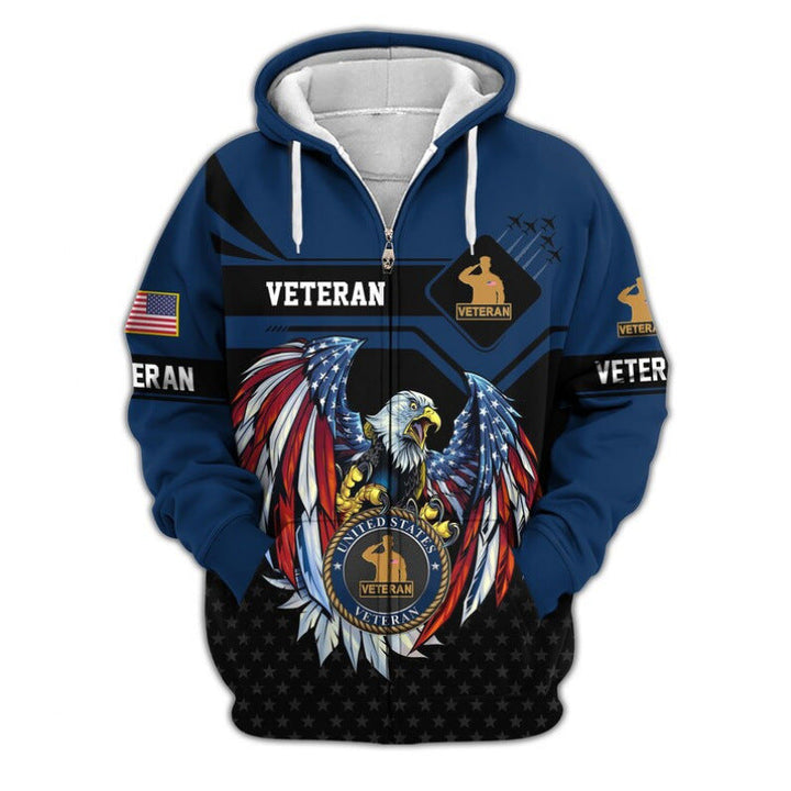 Męska bluza z kapturem z American veteran motif