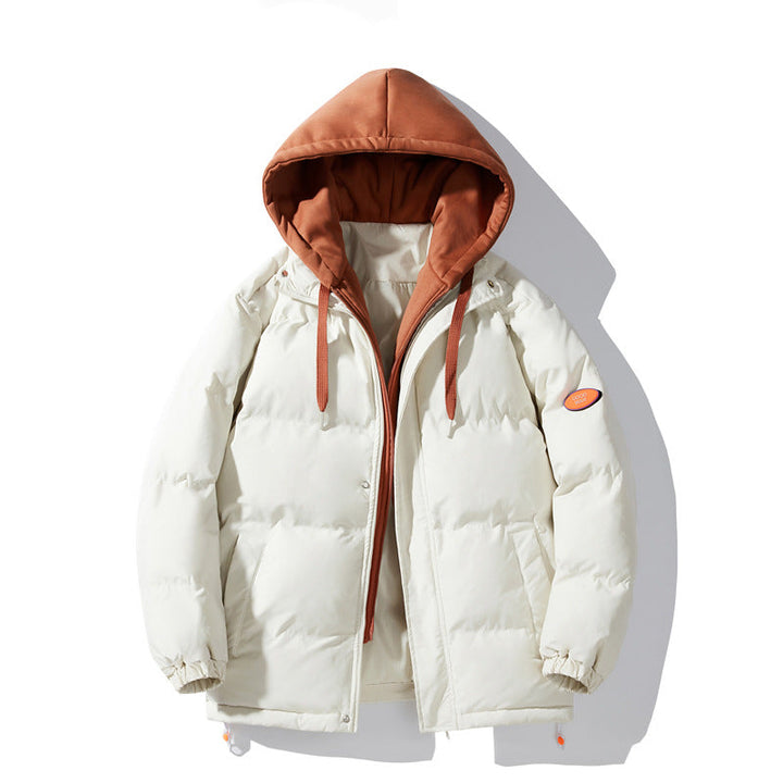 Męski Ocieplany Winter Puffer Kurtka z Two-Layer Kaptur i Elastic Mankiety