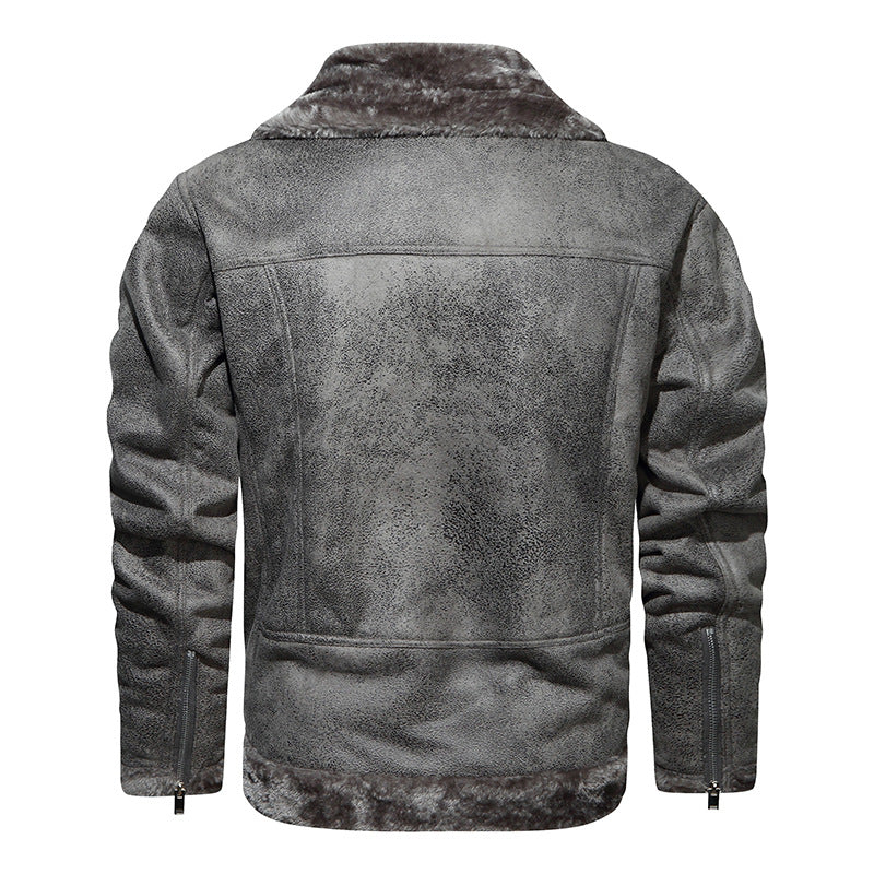 Męska lambskw imitacja biker kurtka z asymmetrical zamkiem i teddy lwwg