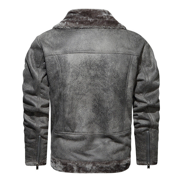 Męska lambskw imitacja biker kurtka z asymmetrical zamkiem i teddy lwwg