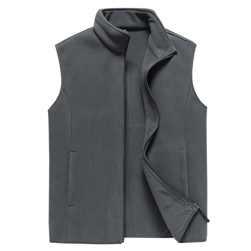 Męski Bez rękawów Microfleece Kamizelka z Kołnierz ze stójką i Ukryty Two-Way Zamek