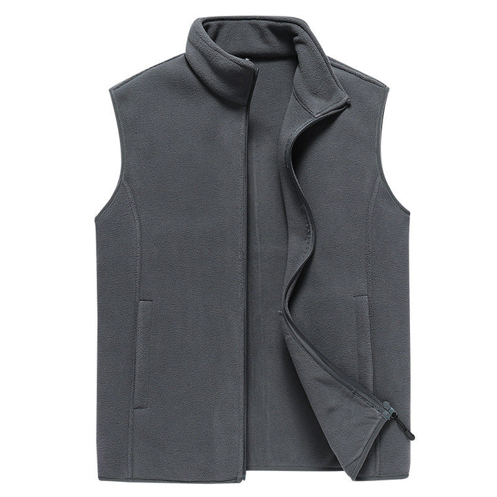 Męski Bez rękawów Microfleece Kamizelka z Kołnierz ze stójką i Ukryty Two-Way Zamek