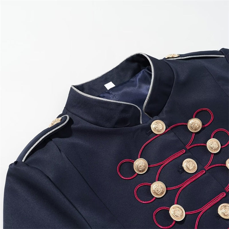 Damskie’s Inspirowany militarnie parade kurtka z Stójka i ozdobny Listwa guzikowa