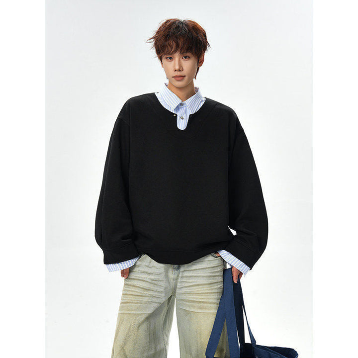 Męska Oversize Bluza z V-Notch Kołnierz i Drop Shoulder