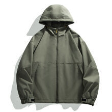 Męska lekka miejski softshell kapturemed kurtka z Mwimalist Seam design i ukrytym zamkiem