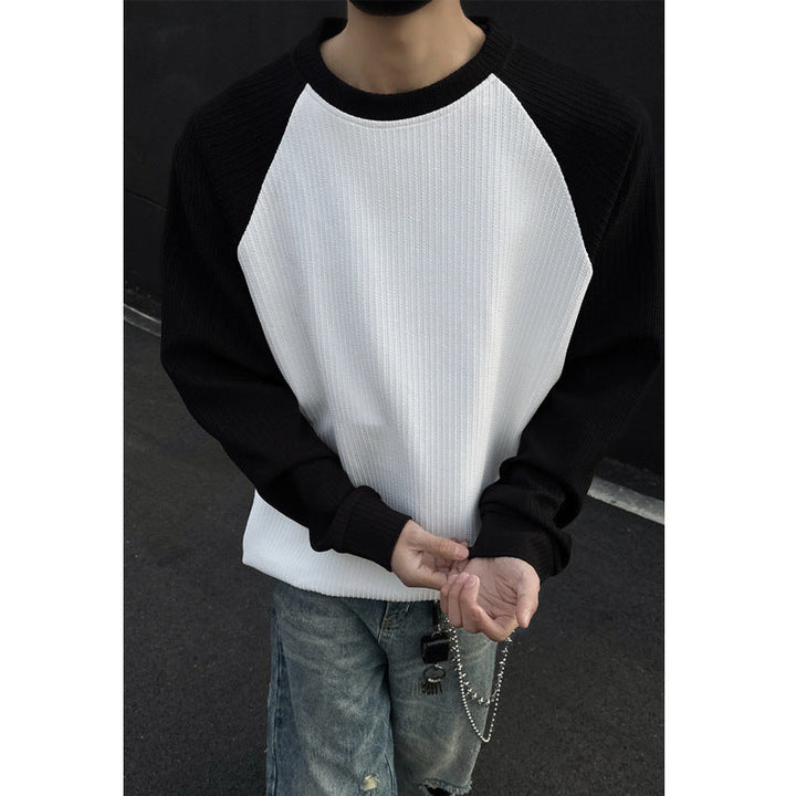 Męska Sportowa Raglanowy Sweter z Structure