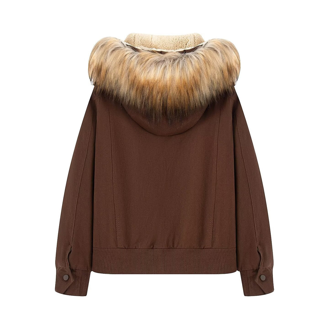 Damska termiczna Parka z Teddy Lining i Removable Fur Hood Lumaza