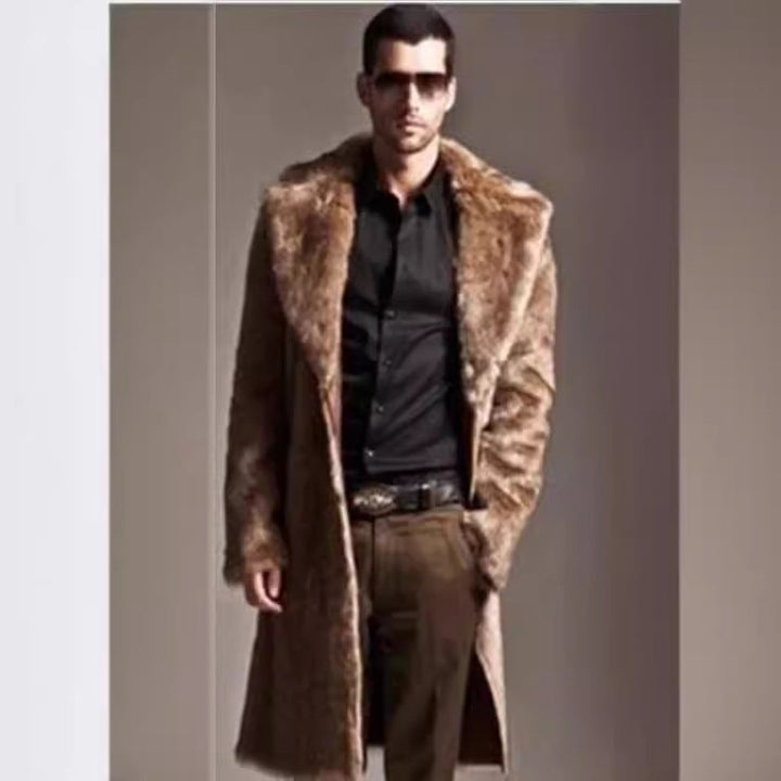 Męska elegancki imitacja Fur płaszcz