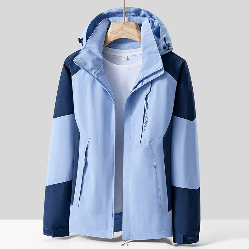 Unisex oddychająca softshellowa Outdoor kurtka in Colorblock Design z regulowanym Hood i Concealed Two-Way zamkiem błyskawicznym Lumaza