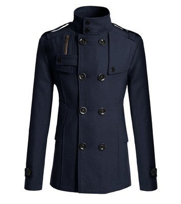 Męski krótki płaszcz w navy-inspired double-breasted z tailored krój