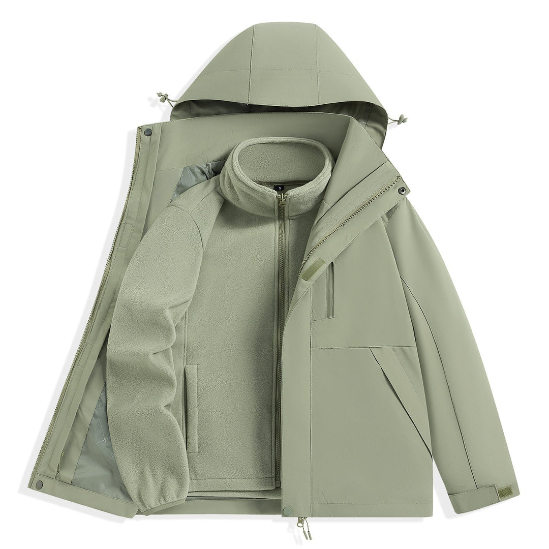 Męska two-warstwa outdoorowy parka z removable fleece wner kurtka i kapturem