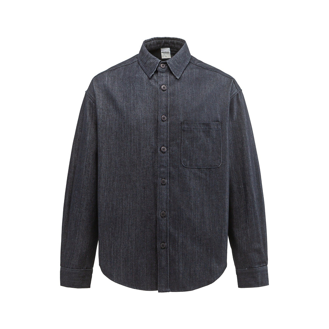 Męska boxy kurtka koszulowa z sturdy twill z rounded dół