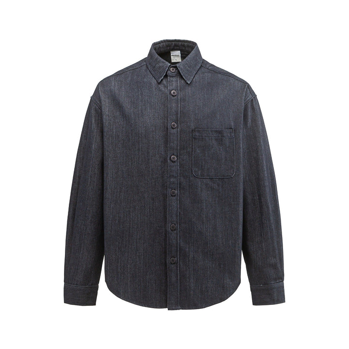 Męska boxy kurtka koszulowa z sturdy twill z rounded dół