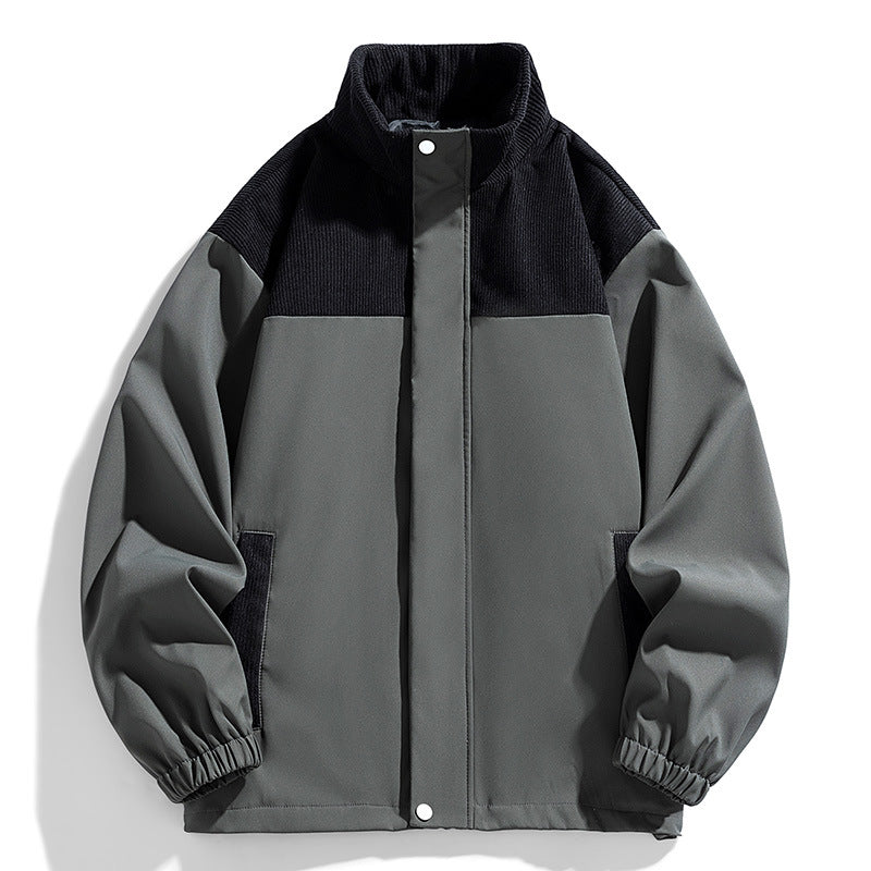 Damska oversize Transitional kurtka z Cord Trim i stójka kołnierzem Lumaza