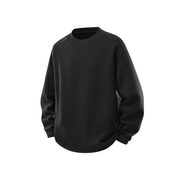 Męska waffle structure termiczny bluza z raglanowy Rękawy i zippered Kieszenie