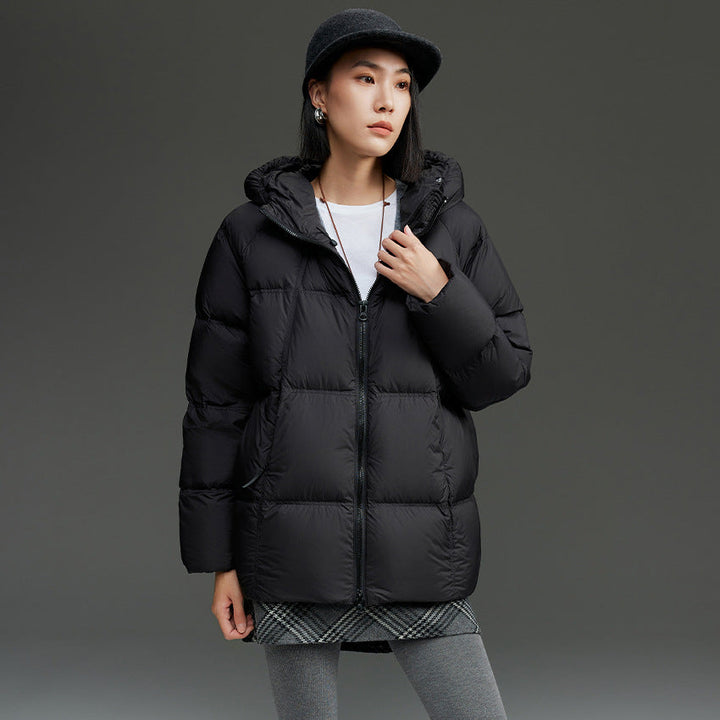 Damska krótka boxy pikowana kurtka z detachable hood i termiczna insulation Lumaza