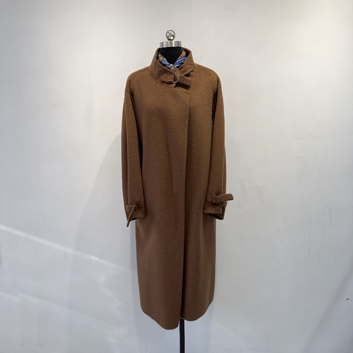 Płaszcz trencz damski z wysokim kołnierzem casualowa elegancka
