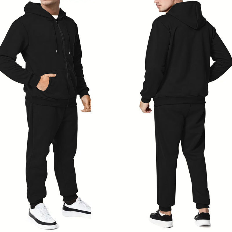 Męska two-piece bluza z zamkiem i kapturem i tapered jogging spodnie wykonana z French Terry
