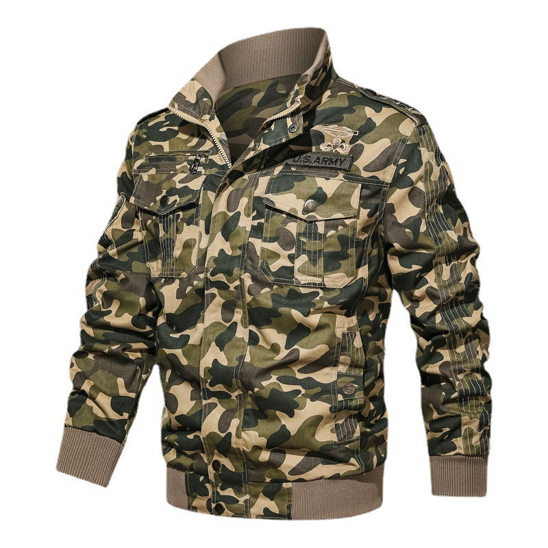 Męski Camouflage Field Blouson w Miejski Military Styl z Ribbed Mankiety i Wiele Kieszenie
