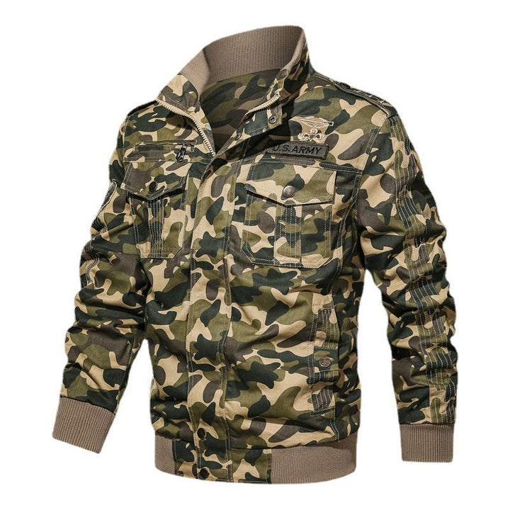 Męski Camouflage Field Blouson w Miejski Military Styl z Ribbed Mankiety i Wiele Kieszenie