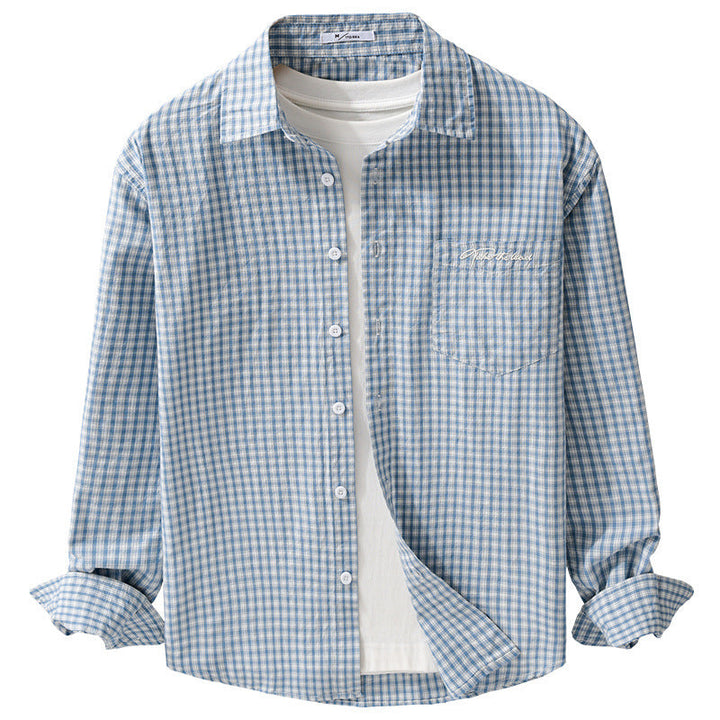 Męska koszula wierzchnia koszula w fine Vichy check wykonany z miękki bawełniany twill z naszywany breast kieszeń