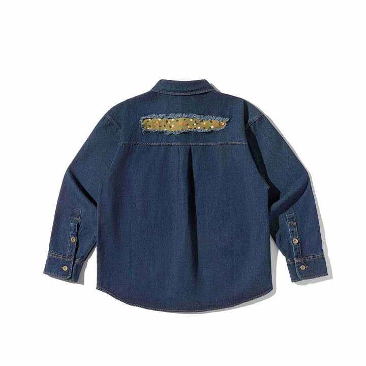 Męska oversize denim kurtka koszulowa z Used Effects i Moro Patches