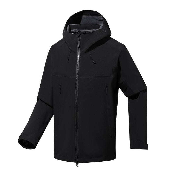 Męska water- i wiatroszczelna kurtka softshell outdoorowy z regulowany kapturem