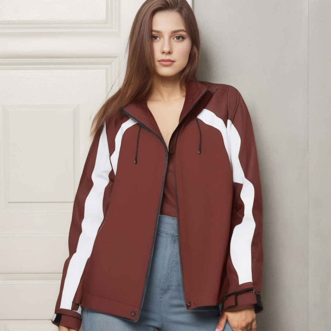 Damska lekka z kapturem Rain kurtka z kontrastowy Stripes i Mesh Lining Lumaza