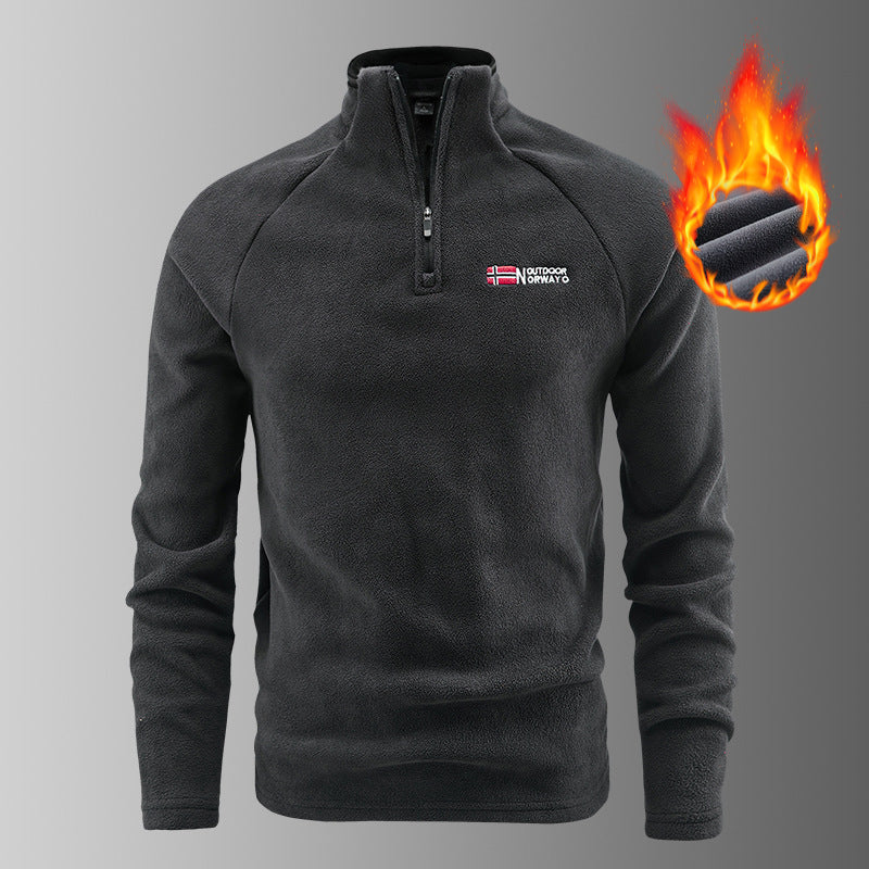 Męska warming microfleece pulower z krótki zamek, ergonomic raglanowy Rękawy, i przytulny interior structure