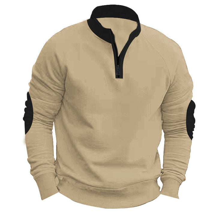 Męska raglanowy pulower z krótka zamek, Stójka i ergonomic elbow panels