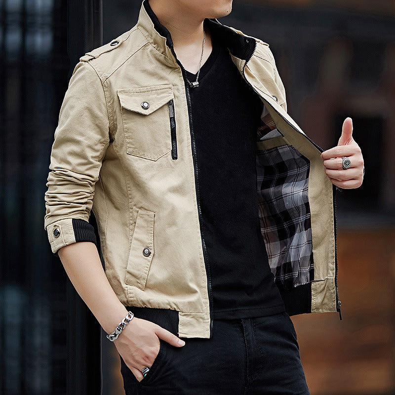 Męski Płótno Field Blouson w Pilot Krój z Flap Kieszenie i Arm Kieszeń