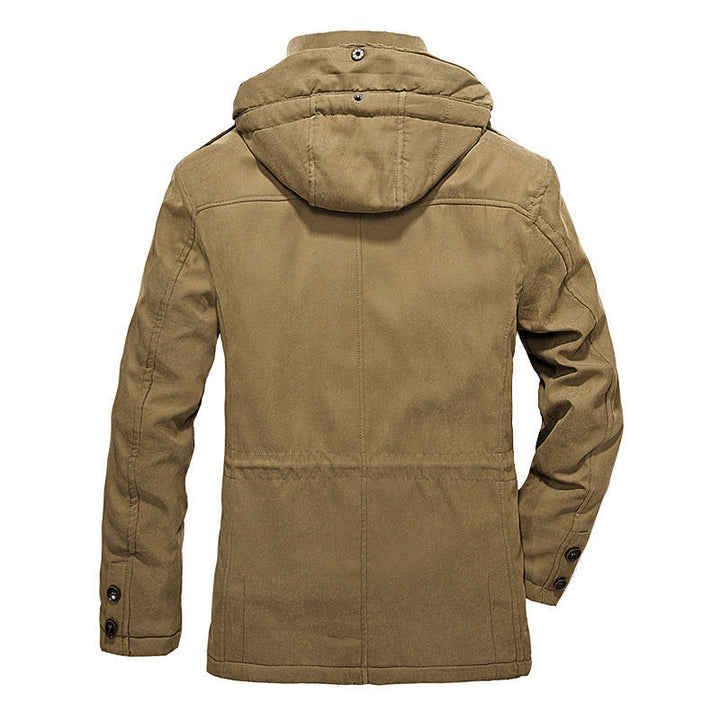 Męski Ocieplany Płótno Field Parka z Sherpa Podszewka i Kaptur Kołnierz