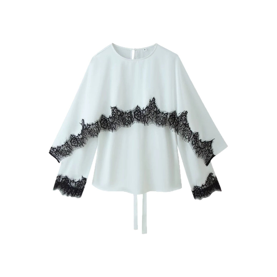Damska na ramiona peleryna z kwiatowa lace edge i wide fall Lumaza