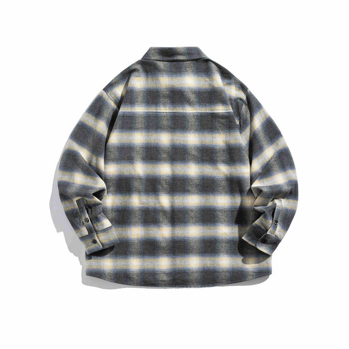 Męska Checkered Flannel koszula wierzchnia z klatka piersiowa kieszenią